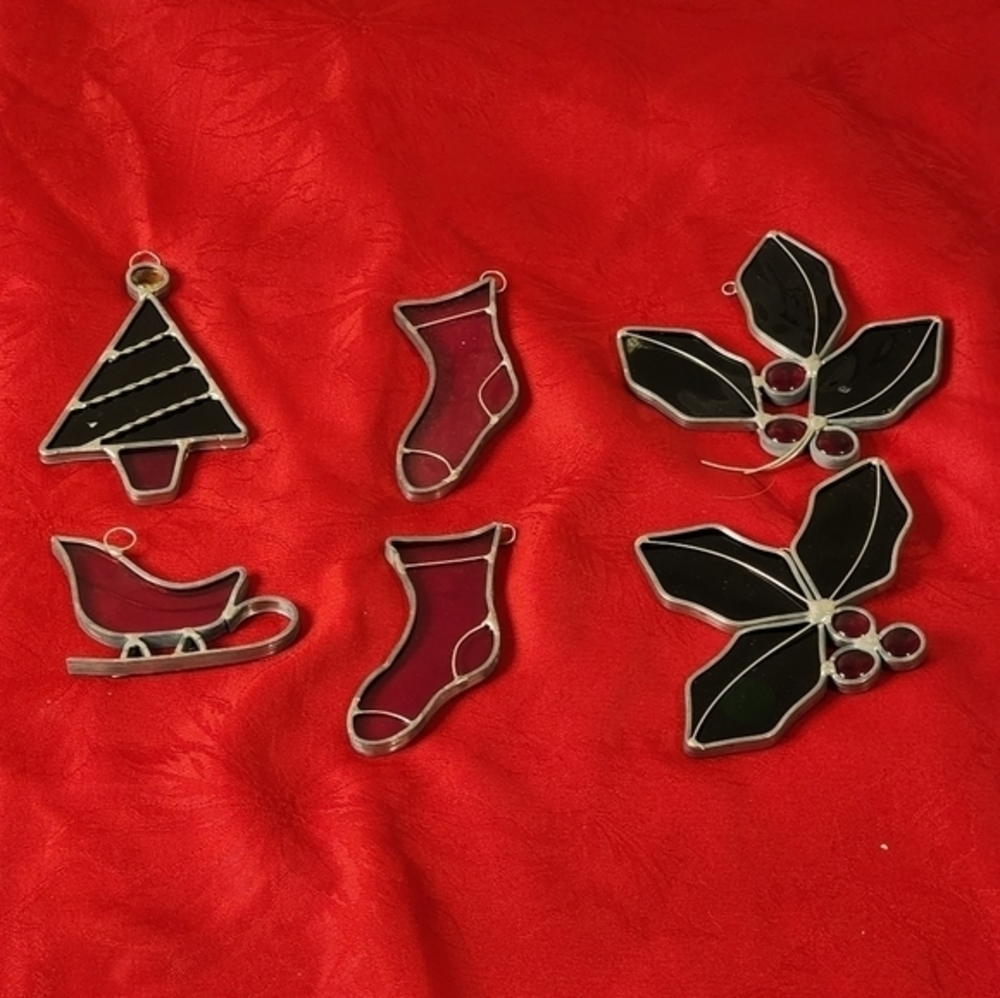 Set of 6 Stained Glassβ Christmas Ornaments